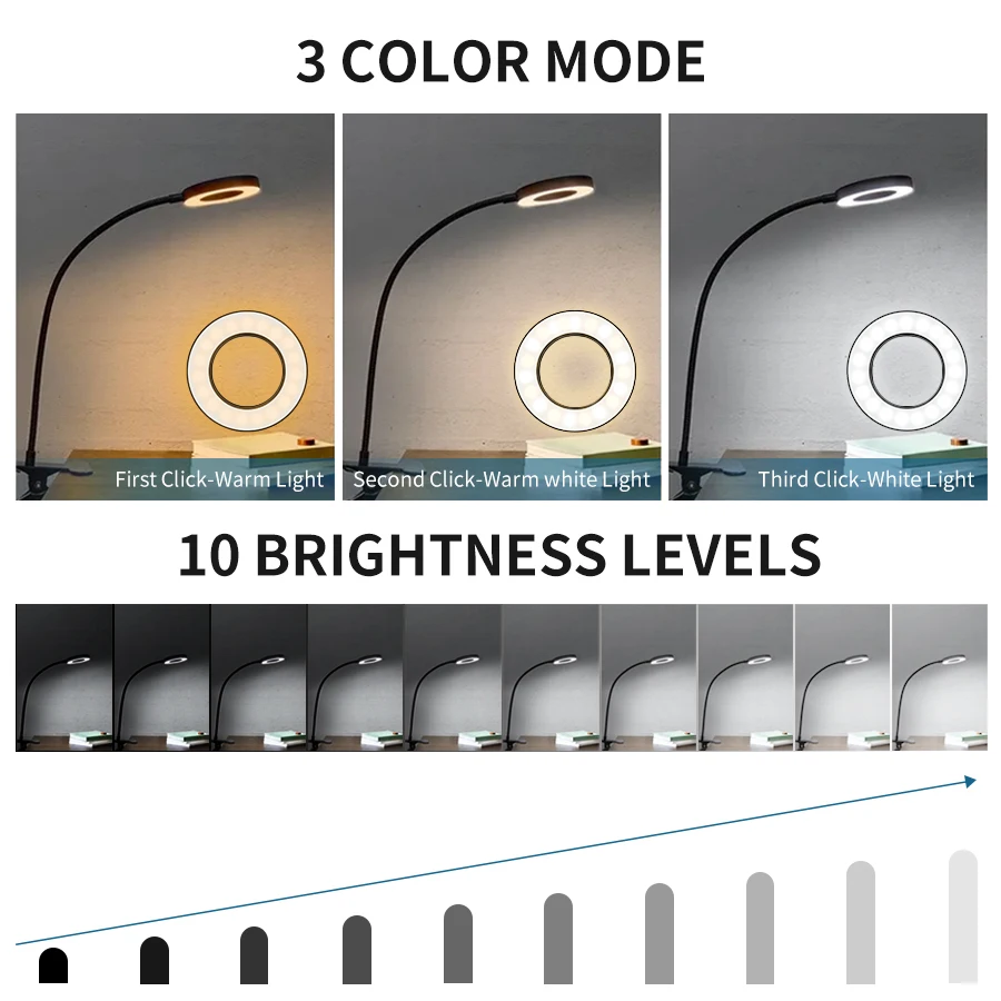48 LEDs Clip on Desk Lamp 360° - Photography Lighting Book avis et prix