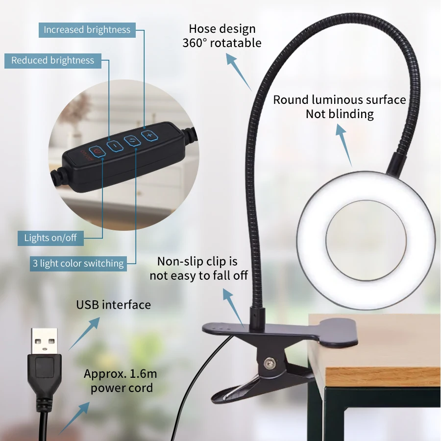 48 LEDs Clip on Desk Lamp 360° - Photography Lighting Book avis et prix