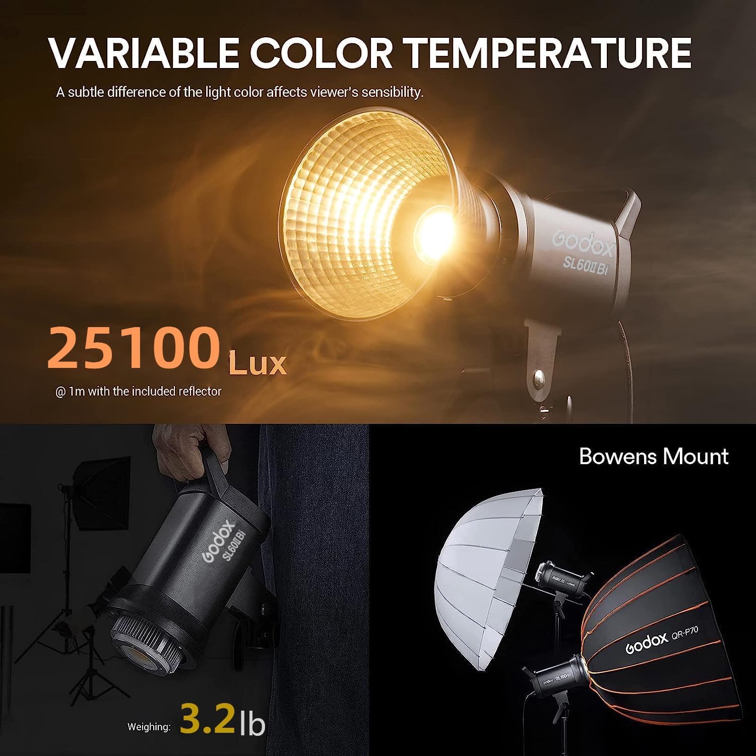 Godox SL60IID SL60IIBi 75W Day - Photography Lighting Kit Godox avis et prix
